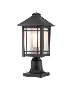 Quoizel Lighting - Cedar Point - QZ-CEDAR-POINT3-M-BK - Black Clear Seeded Glass IP44 Outdoor Post Light