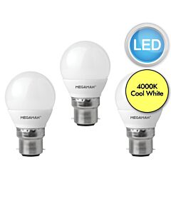 3 x 5.5W LED B22 Golf Ball Dimmable Light Bulbs - Cool White