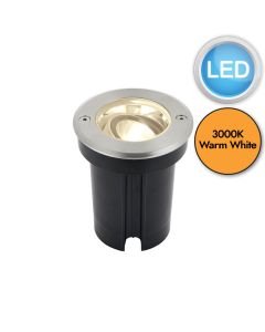 Saxby Lighting - Hoxton - 90962 - LED Stainless Steel Clear Glass IP67 6w 3000k 108mm Dia Outdoor Ground Light
