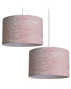 Set Of 2 Blush Pink Crushed Velvet Easy Fit Light Shades