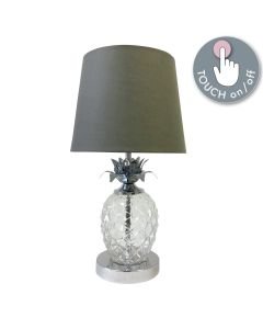 Chrome Pineapple Touch Lamp with Grey Shade