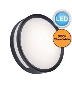 Lutec - Rola - 6382201118 - LED Dark Grey Opal IP54 Outdoor Bulkhead Light