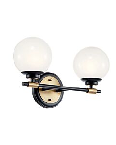 Kichler Lighting - Benno - KL-BENNO2-BK-CPZ - Black Light Bronze Opal Glass 2 Light IP44 Bathroom Wall Light