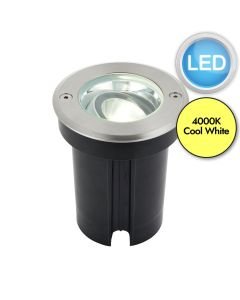 Saxby Lighting - Hoxton - 79195 - LED Stainless Steel Clear Glass IP67 6w 4000k 108mm Dia Outdoor Ground Light