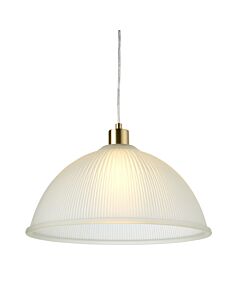 Frosted Ribbed Glass with Satin Brass Ceiling Pendant