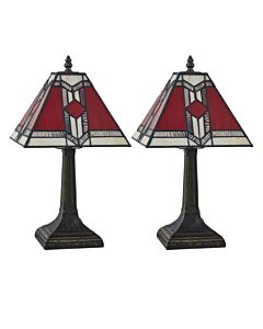 Set of 2 Avon - Tiffany Coloured Glass 39cm Table Lamps