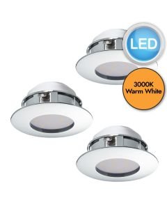 Eglo Lighting - Set of 3 Pineda - 95822 - LED Chrome IP44 Bathroom Recessed Ceiling Downlights