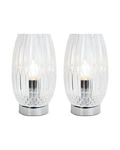 Set of 2 Facet - Chrome with Clear Faceted Glass Table Lamps