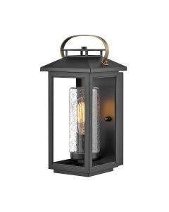 Quintiesse - Atwater - QN-ATWATER-S-BK - Black Clear Seeded Glass IP44 Outdoor Half Lantern Wall Light