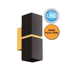Eglo Lighting - Passa - 95373 - LED Black Gold 2 Light Wall Washer Light