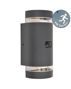 Lutec - Focus - 5604014118 - Dark Grey Opal 2 Light Outdoor Sensor Wall Light