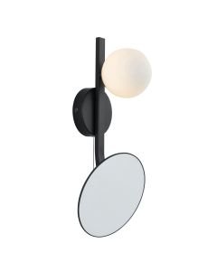 Jed - Black Mirrored Glass Opal IP44 Pull Cord Bathroom Mirror Shaver Light