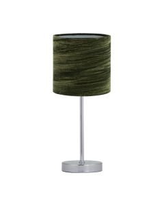 Chrome Stick Table Lamp with Green Crushed Velvet Shade