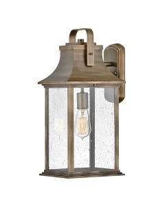 Quintiesse - Grant - QN-GRANT-L-BU - Brass Clear Seeded Glass IP44 Outdoor Wall Light