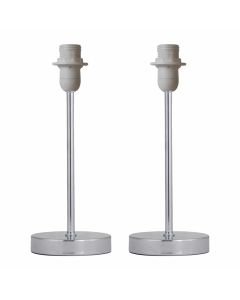 Set of 2 Chrome Stick Table Lamps Base Only