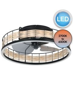 Eglo Lighting - Frana - 35148 - LED Black Natural Rattan Ceiling Fan