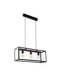 Eglo Lighting - Charterhouse - 49393 - Black Clear Glass 3 Light Bar Ceiling Pendant Light