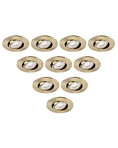 Saxby Lighting - Set of 10 Saxby ShieldONE 75 - 113317 & 113320 - Antique Brass Tilt Recessed Fire Rated Ceiling Downlights
