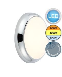 Saxby Lighting - Hero - 95545 & 95543 - LED Chrome Opal IP65 Dimmable Microwave Plain Bezel Outdoor Sensor Bulkhead Light