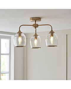 Endon Lighting - Ashcroft - 120616 - Aged Brass Clear Glass 3 Light Flush Ceiling Light