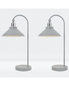 Set of 2 Maxwell - Flint Grey Chrome Task Table Lamps
