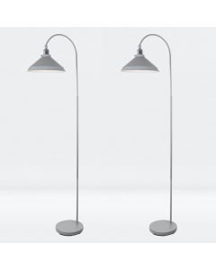 Set of 2 Maxwell - Flint Grey Chrome Floor Reading Lamps