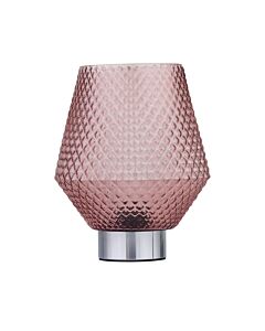 Porter - Battery Operated Chrome Lamp with Pink Textured Glass