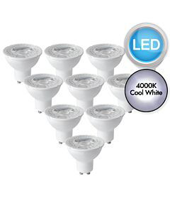 10 x 5W LED GU10 Dimmable Light Bulbs - 4000K Cool White
