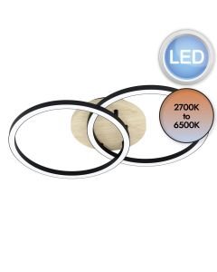 Eglo Lighting - Lomaltas-Z - 99676 - LED Black Wood White 4 Light Flush Ceiling Light