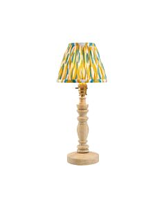 Endon Lighting - Bibury & Ikat 16cm - 115930 - Ash Wood Aged Brass Yellow Jade Table Lamp With Shade