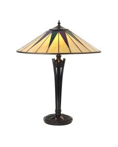 Interiors 1900 - Dark Star - 64045 - Black With Glass Inserts Tiffany 2 Light Table Lamp