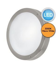 Eglo Lighting - Vento 1 - 94121 - LED Stainless Steel White Glass IP44 Outdoor Bulkhead Light