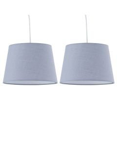 Set of 2 Grey Cotton 23cm Tapered Cylinder Pendant or Lamp Shades