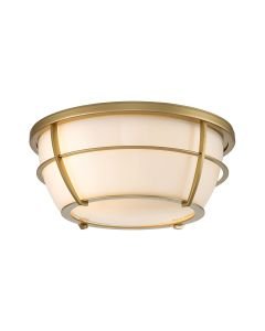 Quoizel Lighting - Chance - QZ-CHANCE-F-PNBR - Natural Brass Opal Glass 2 Light IP44 Bathroom Ceiling Flush Light