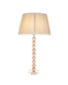 Endon Lighting - Adelie - 100356 - Blush Crystal Glass Nickel Oyster Table Lamp With Shade