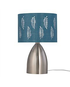 Set of 2 Valentina - Brushed Chrome Touch Lamp with Teal Fern Shade