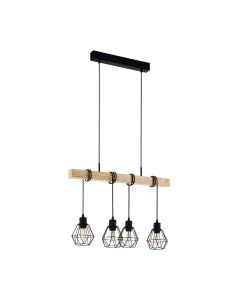 Eglo Lighting - Townshend 5 - 43132 - Black Wood 4 Light Bar Ceiling Pendant Light