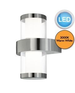 Eglo Lighting - Beverly 1 - 94799 - LED Stainless Steel White 2 Light IP44 Outdoor Wall Light