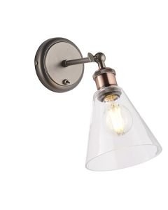 Endon Lighting - Hal - 92874 - Antique Pewter Aged Copper Clear Glass Spotlight