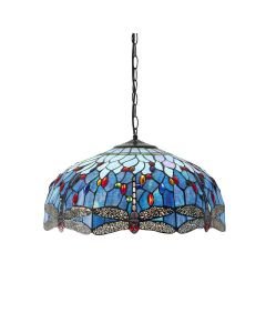 Interiors 1900 - Dragonfly - 66148 - Dark Bronze Tiffany Glass 3 Light Ceiling Pendant Light