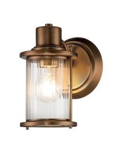 Quoizel Lighting - Riggs - QZ-RIGGS1-BATH-WS - Brass Clear Ribbed Glass IP44 Wall Light