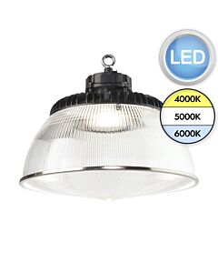 Saxby Lighting - AltumPRO CCT - 111662 & 111665 & 111666 - LED Black Prismatic IP65 Polycarbonate Shade Base Ceiling Pendant Light