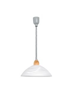 Eglo Lighting - Lord 2 - 87009 - Silver Beech Wood White Glass Ceiling Pendant Light