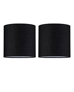 Set of 2 Black Textured Cotton 17cm Table Lamp Shades