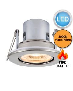 Saxby Lighting - ShieldECO 800 - 78522 - LED Satin Nickel Clear 3000k Tilt Recessed Fire Rated Ceiling Downlight