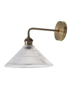 Isaac - Antique Brass Wall Light with Fluted Glass Shade