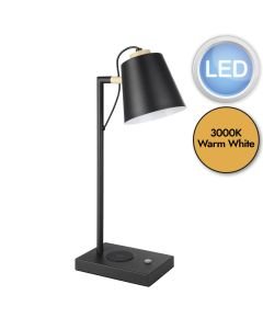 Eglo Lighting - Lacey-Qi - 900626 - LED Black Wood Touch Task Table Lamp