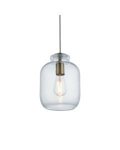 Endon Lighting - Lyra - 106923 - Clear Textured Glass Antique Brass Ceiling Pendant Light