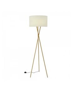 Hayley - Brass Tripod Floor Lamp with White Shade