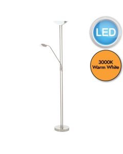 Eglo Lighting - Baya Led - 93874 - LED Satin Nickel White Glass Mother & Child Floor Lamp